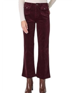 PAIGE Leenah Patch Pocket Ankle Wide Leg Corduroy Pants - Red