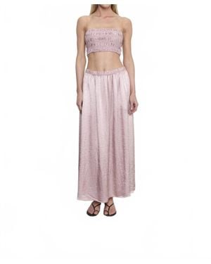 Enza Costa Textured Satin Smocked Top - Pink