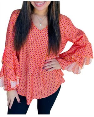 Ivy Jane Copper Dot And Flounce Top - Red