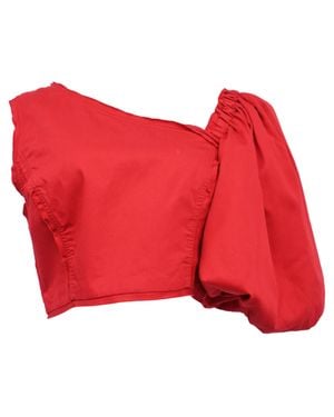 Aje. Aje Apres Asymmetric Puffed-Sleeve Cropped Top - Red