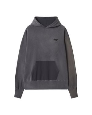 Maison Kitsuné Patchworked Fox Hooded Cotton Sweatshirt - Gray
