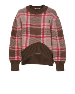 The Attico Check Embroidered Logo Jersey Sweater