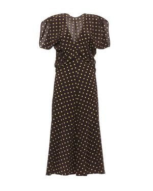 Marni Polka Dot Silk Midi Dress With Lace-Up Detail - Brown