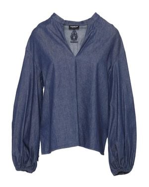 Dondup Relaxed Fit Denim Top With Deep V-Neckline - Blue