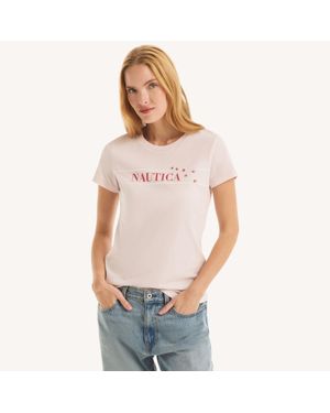 Nautica Beaded Logo Floral Graphic T-Shirt - Gray
