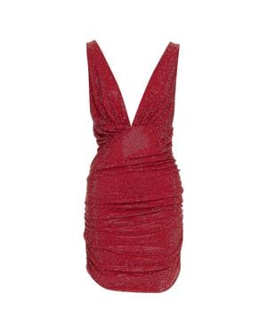 Alexandre Vauthier Daring Crystal Stass Encrusted Plunge Mini Dress It40 S - Red