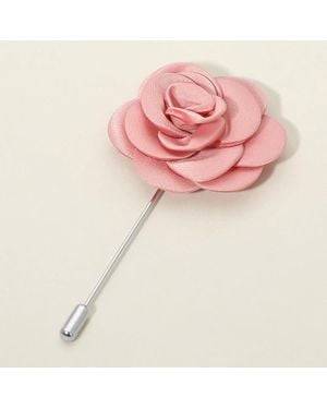Fashnzfab Elegant Floral Lapel Pin Brooch - Pink