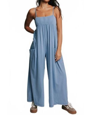 Free People Hot Shot Strappy Onesie Jumpsuit - Blue