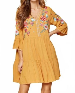 Savanna Jane Embroidered Babydoll Dress - Yellow