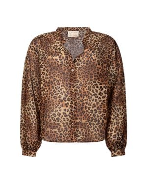 MC2 Saint Barth Cropped Blouse With Bold Leopard Print - Brown
