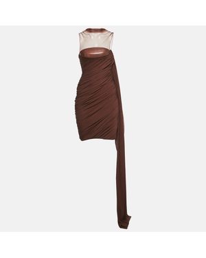 C.dam C. Dam Jersey And Tulle Metallic Cup Mini Dress - Brown