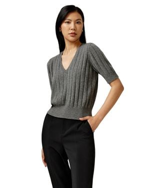 LILYSILK V-Neck Cashmere T-Shirt For - Black