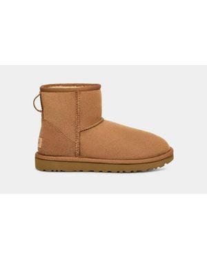 UGG Classic Mini Ii 1016222 Size 10 Chestnut Suede Twinface Winter Boots - Black