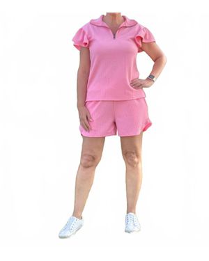 Southern Grace Sydney Quarter Zip Top - Pink