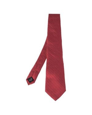 dunhill Dot Patterned Jacquard Silk Tie - Red