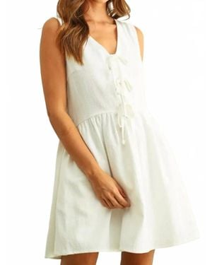 Mint Exclusives Omi Tie Front Cotton Mini Dress - White