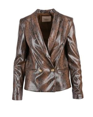 Twinset Faux Leather Jacket - Brown