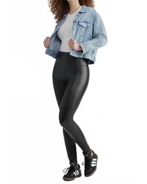 Yummie Faux Leather Zipper Legging - Blue