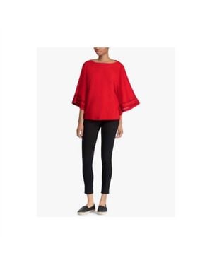 Ralph Lauren Lace Sleeve Top - Red