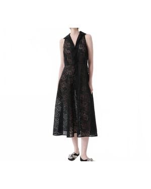 Beatrice B. Broderie Chemisier Midi Dress - Black