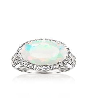 Ross-Simons Opal And Lab-Grown Diamond Ring - White