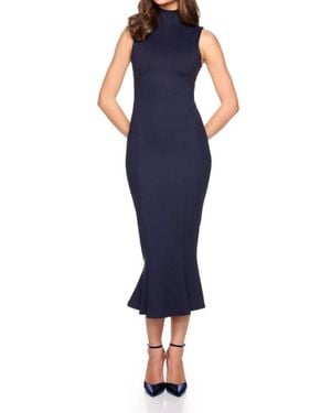 Susana Monaco Mock Neck Sleeveless Midi Dress - Blue