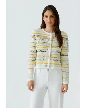 Ouí Striped Knit Cardigan - Green