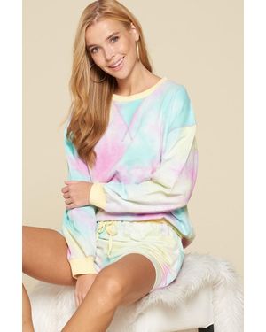 TRUEDAMES Tie-Dye Printed Jersey Top - Multicolor