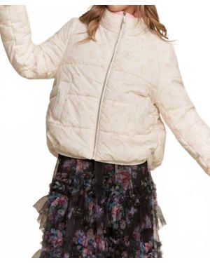 J.Nna Floral Bow Puffer Jacket - Natural