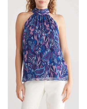 Ramy Brook Halter Neck Tank Blouse - Blue