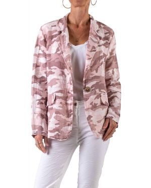Gigi Moda Sabrina Camo Linen Blazer - Pink