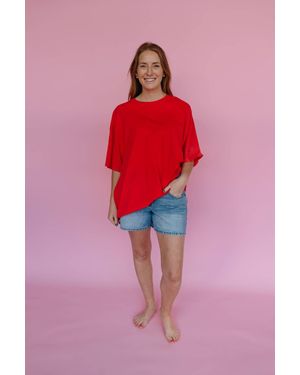 Daydreamer Solid Oversized Fit Tee - Red