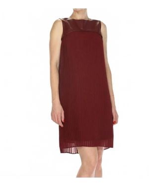 Joseph Ribkoff Pleated Faux Leather Trapeze Mini Dress - Red