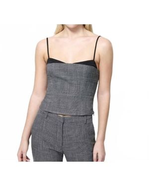 French Connection Owen Plaid Suiting Corset Top - Gray