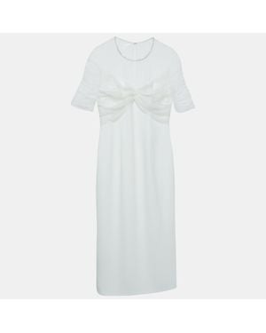 Jenny Packham Crystal Embellished Tulle And Crepe Tulip Midi Dress - White
