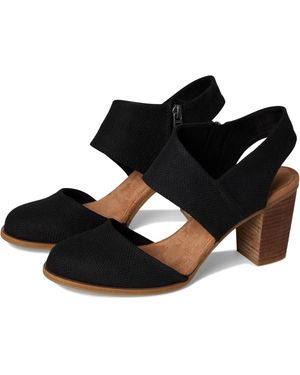 TOMS Majorca Pumps Side Zip Closed Toe Block Heel Gal2061 - Black