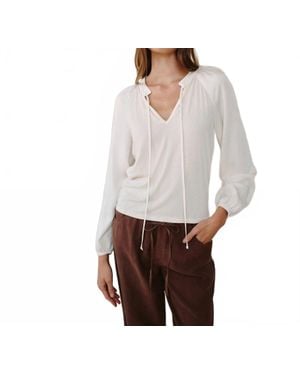 Bella Dahl Long Sleeve Raglan Mixed Shirt - White