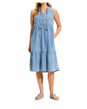 Fdj Light Denim Tier Dress - Blue