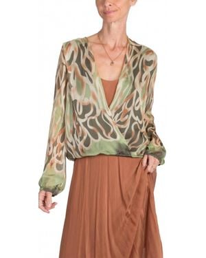 Gigi Moda Torino Abstract Blouse - Green