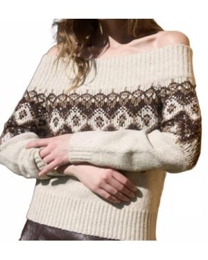 Moon River Off The Shoulder Sweater Top - Brown