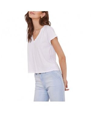 Bella Dahl Short Sleeve Raglan V-Neck Tee - White