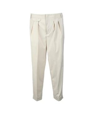 Bonheur Tailored Pants With Front Pleats And Cuffed Hem - White