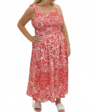 Charlie b Midi Smocked Dress - Red