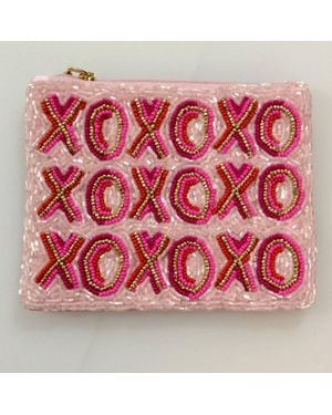 Camel Threads Hugs And Kisses Beaded Coin Purse - Red