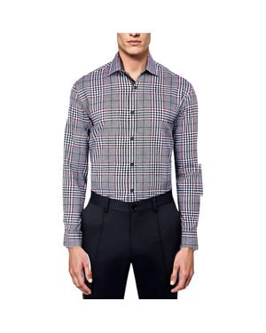 Society of Threads Plaid Polyester Button-Down Shirt - Blue