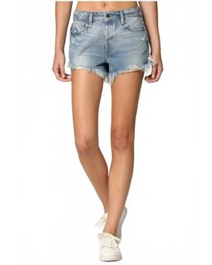 Hidden Jeans Frayed Hem Denim Shorts - Blue