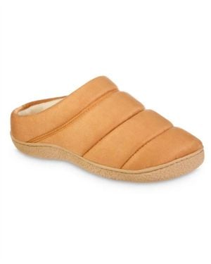 Isotoner Microsuede Puffer Comfort Hoodback Slippers - Brown