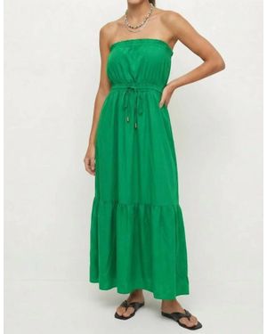Naked Zebra Strapless Drawstring Waist Maxi Dress - Green