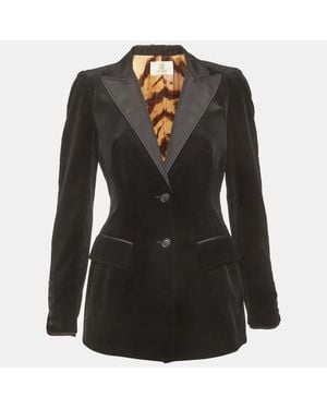 Roberto Cavalli Velvet And Cotton Tuxedo Jacket - Black