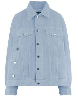 Haikure Light Ribbed Cotton Jacket With Classic Collar - Blue